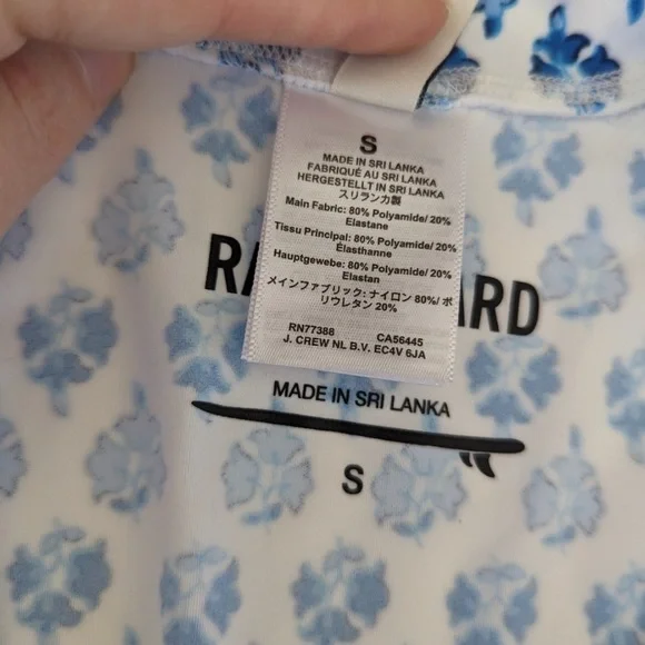 NWT! J. Crew Blue and White Pretty Blockprint rashguard - Picture 4 of 10